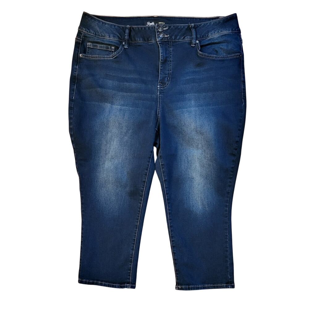Women’s Royalty Slim Stretch Crop Jeans Size 16W Blue Denim Comfort Fit Mid Rise